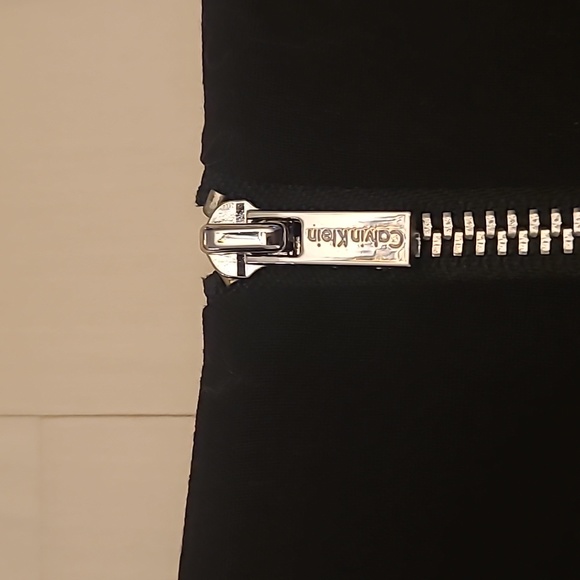 NWOT Calvin Klein Black Silver Studded Short Sleeved Fully Zip Back Midi Dress - Picture 8 of 15